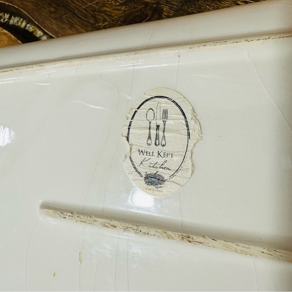 FARMHOUSE Red and White Serving platter with Vintage Cow Design white black red - Picture 7 of 8